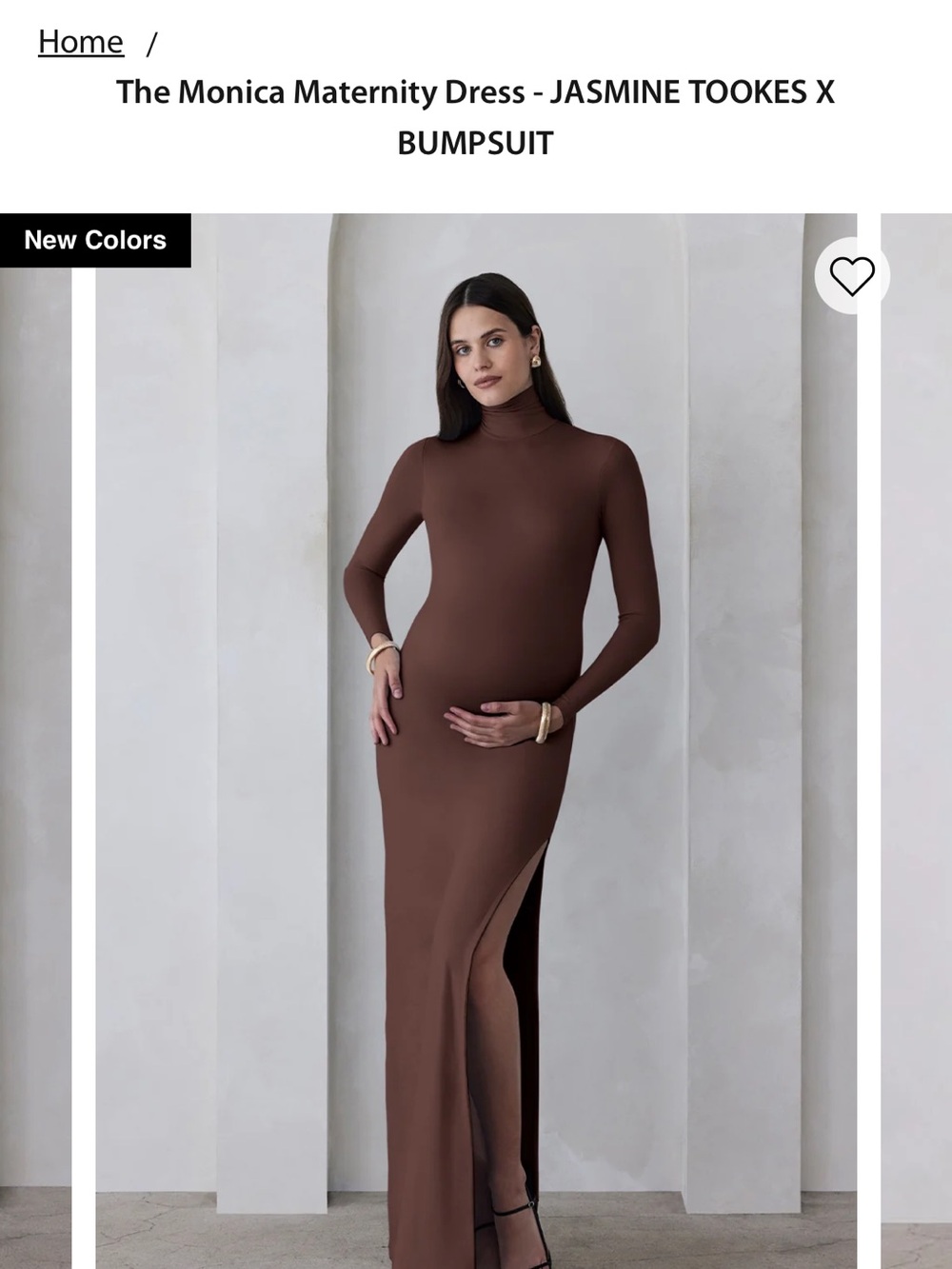 The Monica Maternity Dress by Jasmine Tookes x Bumpsuit — Long Sleeve Brown